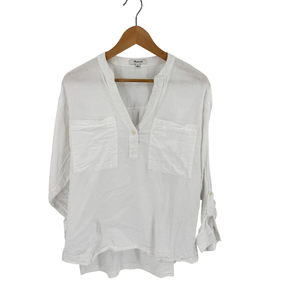 Madewell Courier Button Down Shirt White Medium Casual Coastal Summer Top